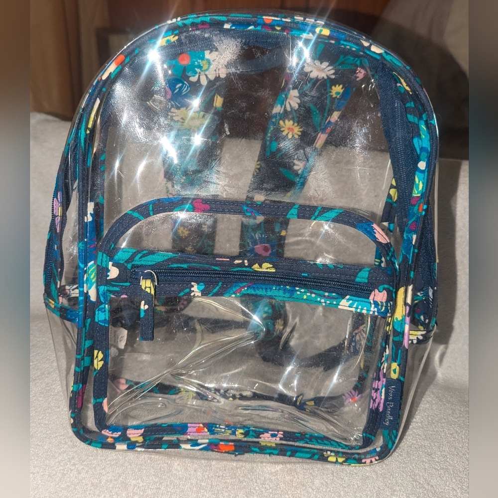 Vera Bradley Moonlight Garden clear backpack.